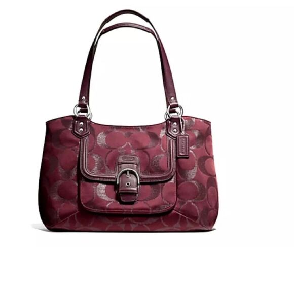 VTG,COACH SIGNATURE LUREX #F1382-F26246 BURGUNDY METALLIC COLOR WOMEN BAG #26246 - Picture 1 of 15